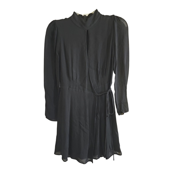 Reformation Ottessa Long Sleeve Mini Wrap Dress in Black Small - Picture 6 of 11